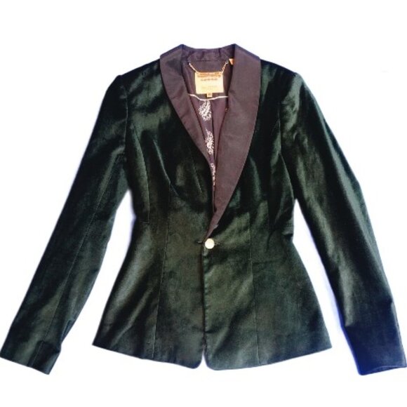 Ted Baker Emerald Green Velour Blazer Size 1 / usa 4 - Picture 1 of 6